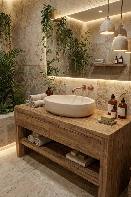 حوض حجر طبيعي بيضاوي (مودرن) – 39×51 سم